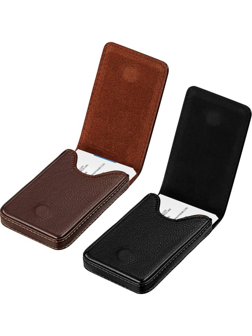 Classic PU Business Card Holder Wallet Set - 2 Pcs, Black & Coffee, Stylish